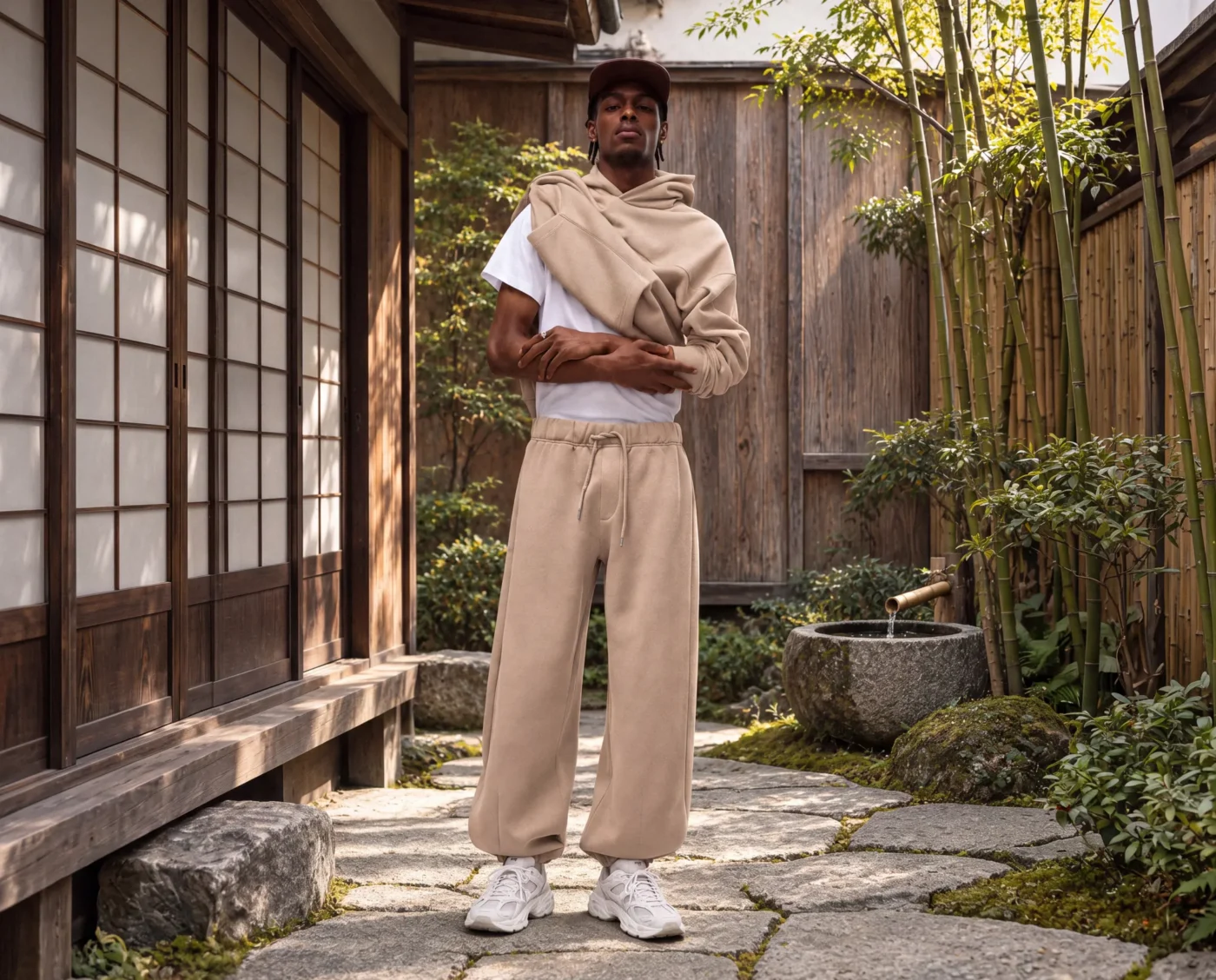 Beige TRP hood and jogger tracksuit