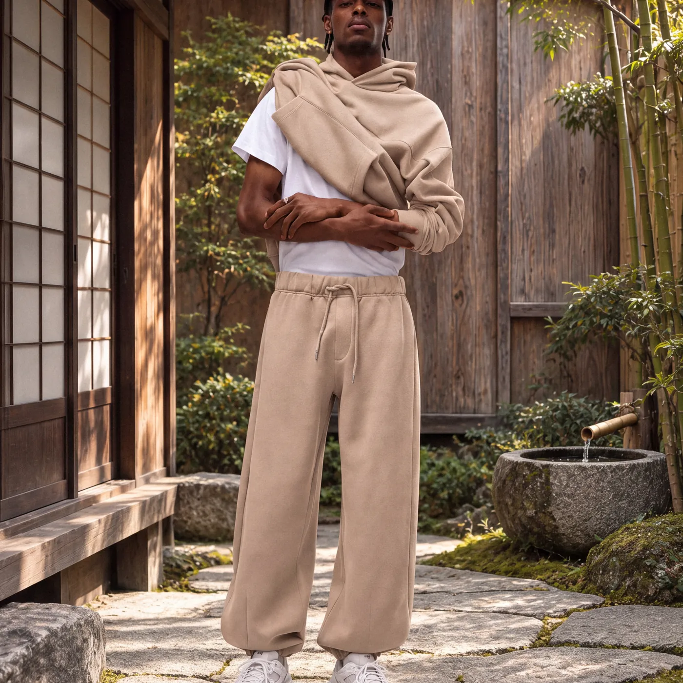 Beige TRP hood and jogger tracksuit